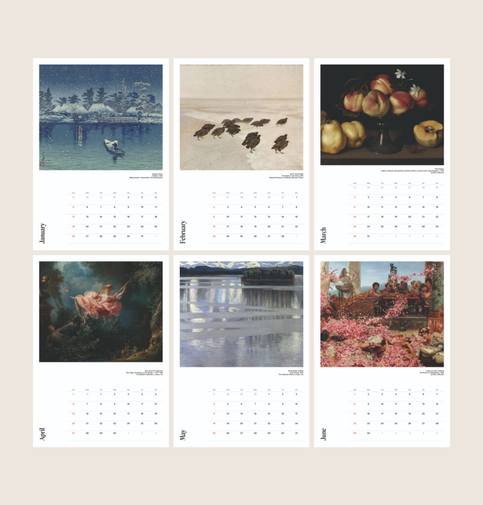 12 Months Masterpieces DailyArt A3 Wall Calendar 2025 DailyArt Shop